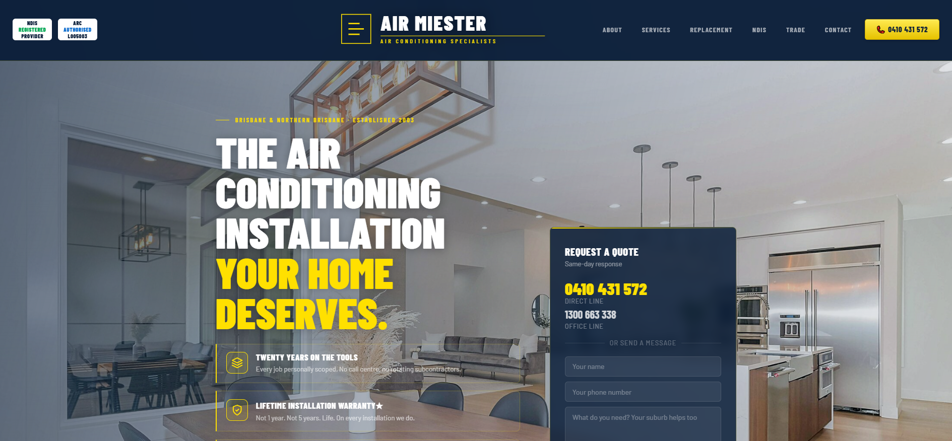 Air Miester Air Conditioning website